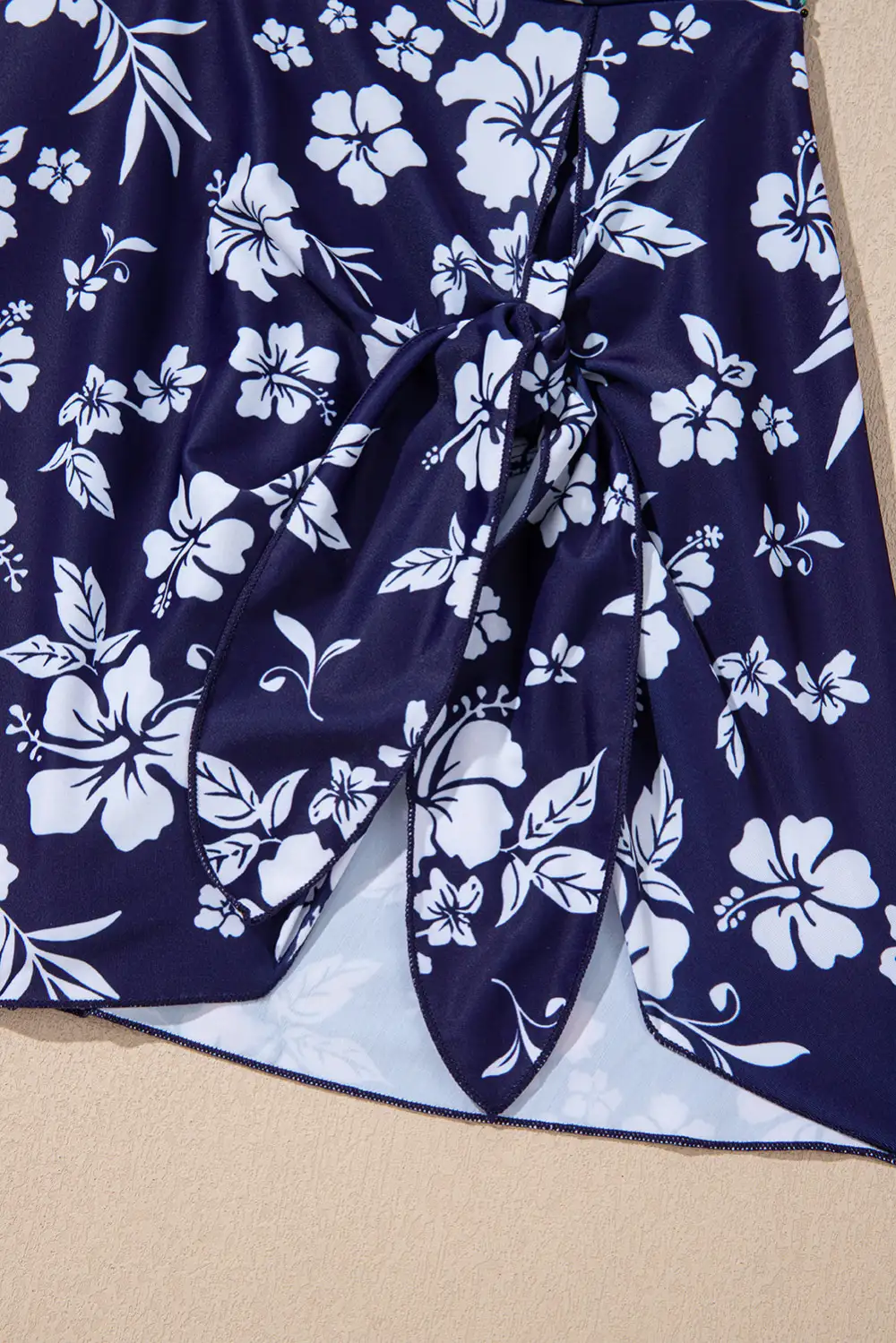 Crossed Back Floral Print One Piece Swimsuit