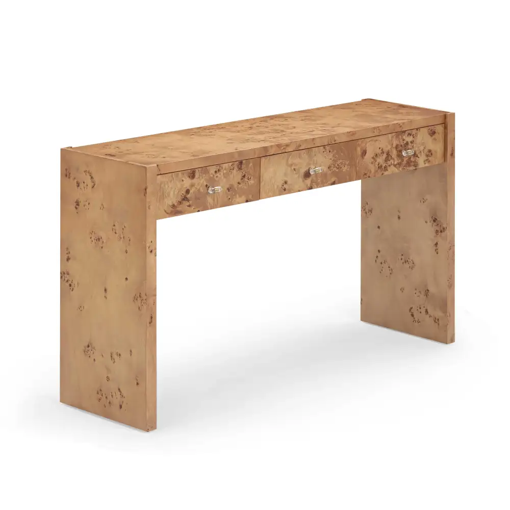 Storage Extendable Burlwood Wood Console Table