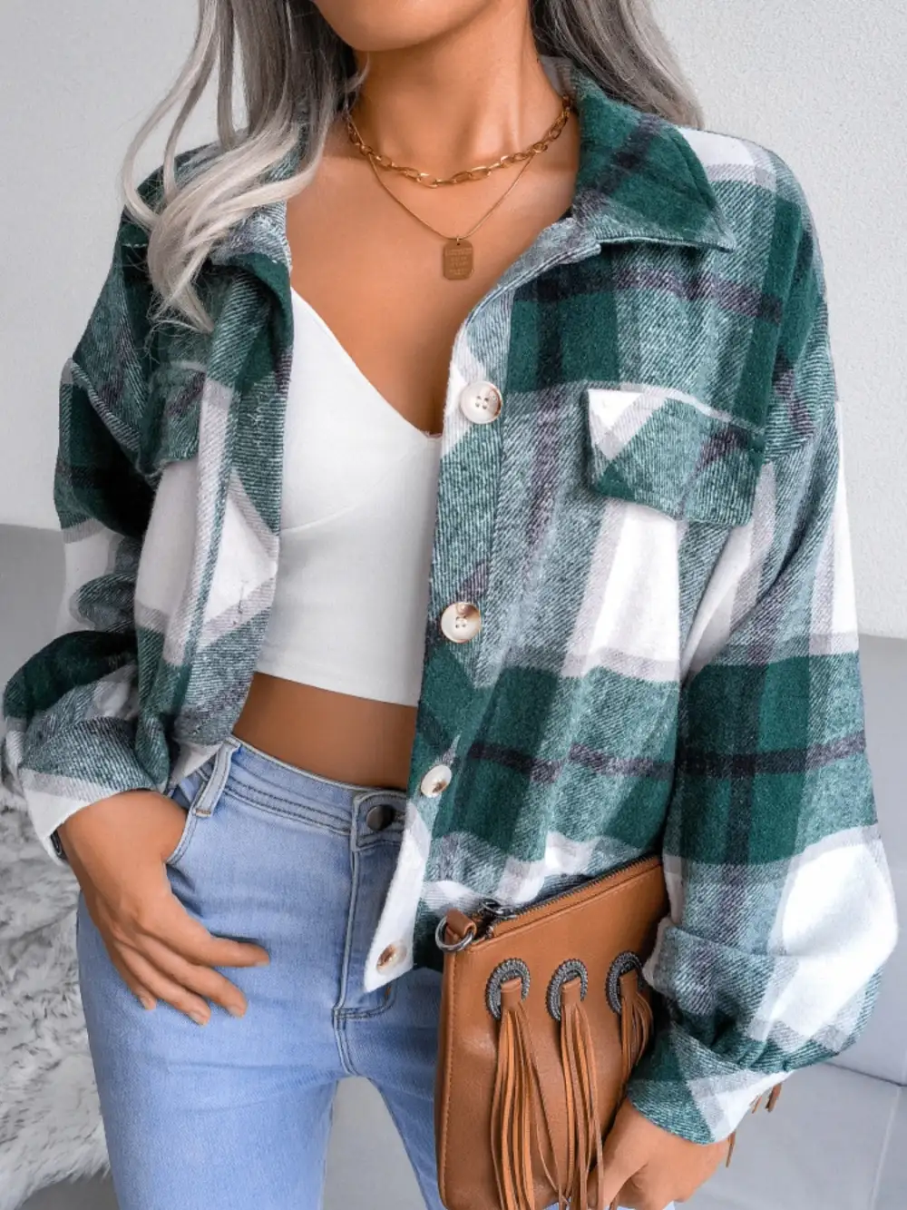 Collared Plaid Jacket