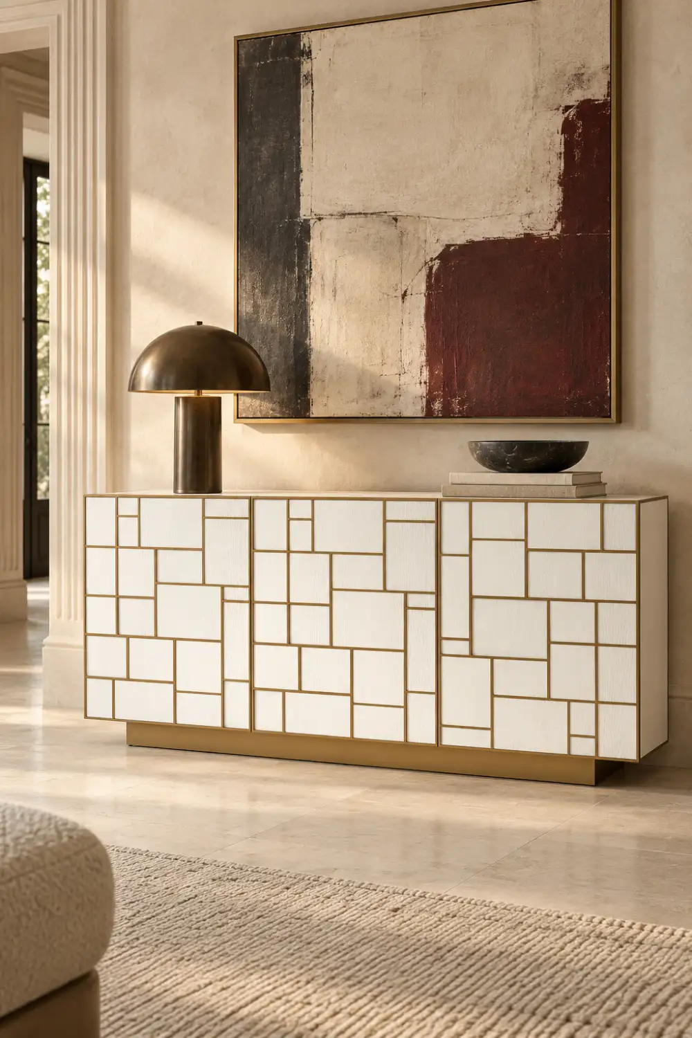 Three-Door Freestanding Storage Cabinet Sideboard Buffet