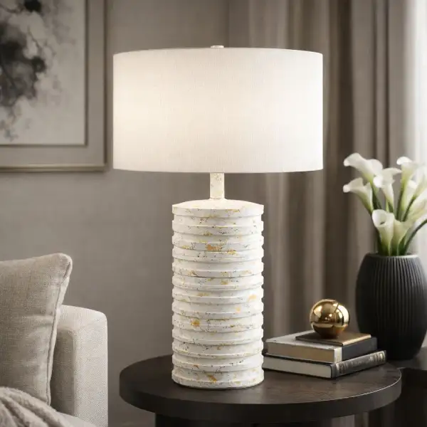 Painted Minimalist Modern Linen Cotton Table Lamp