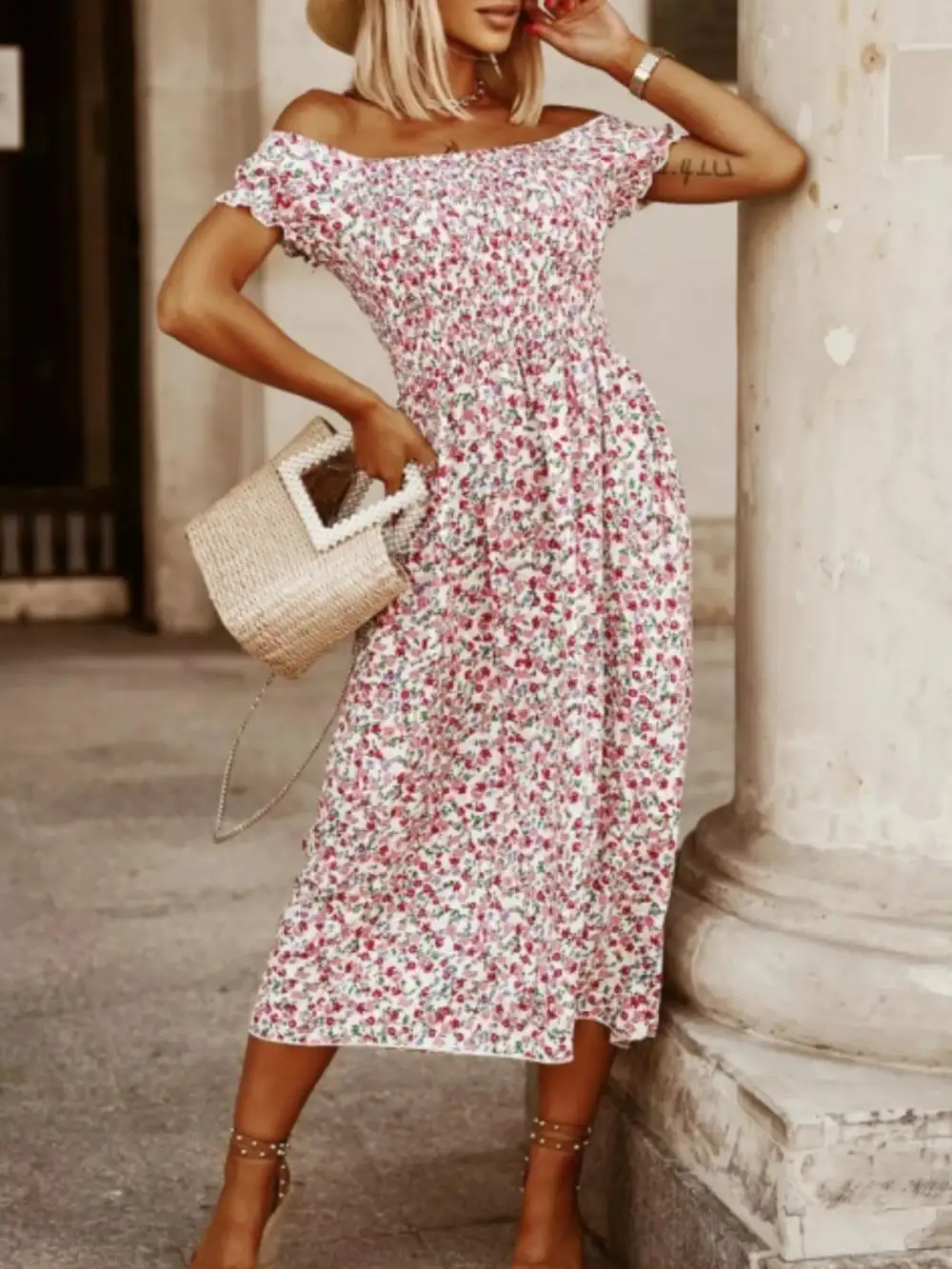 Off Shoulder Midi Dress
