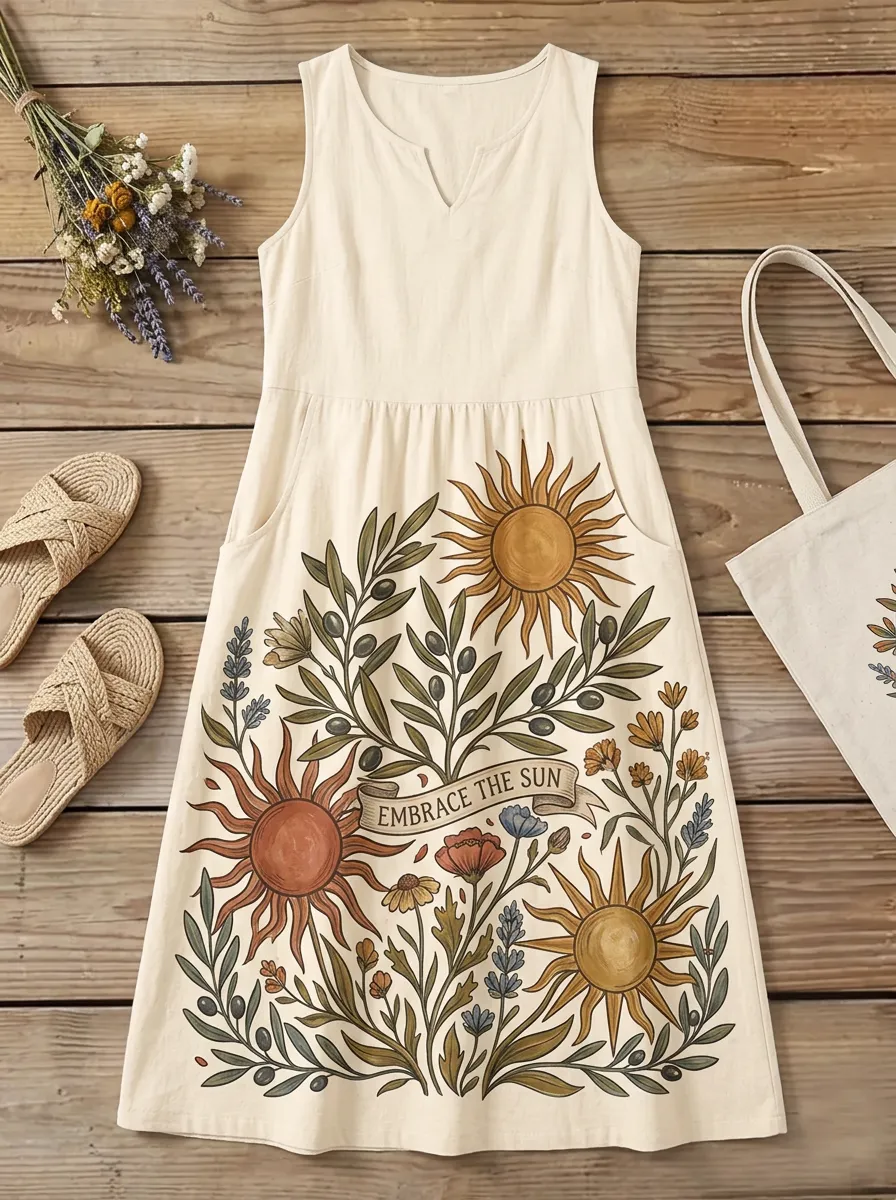 Boho Sun Floral Embrace The Sun Tank Dress