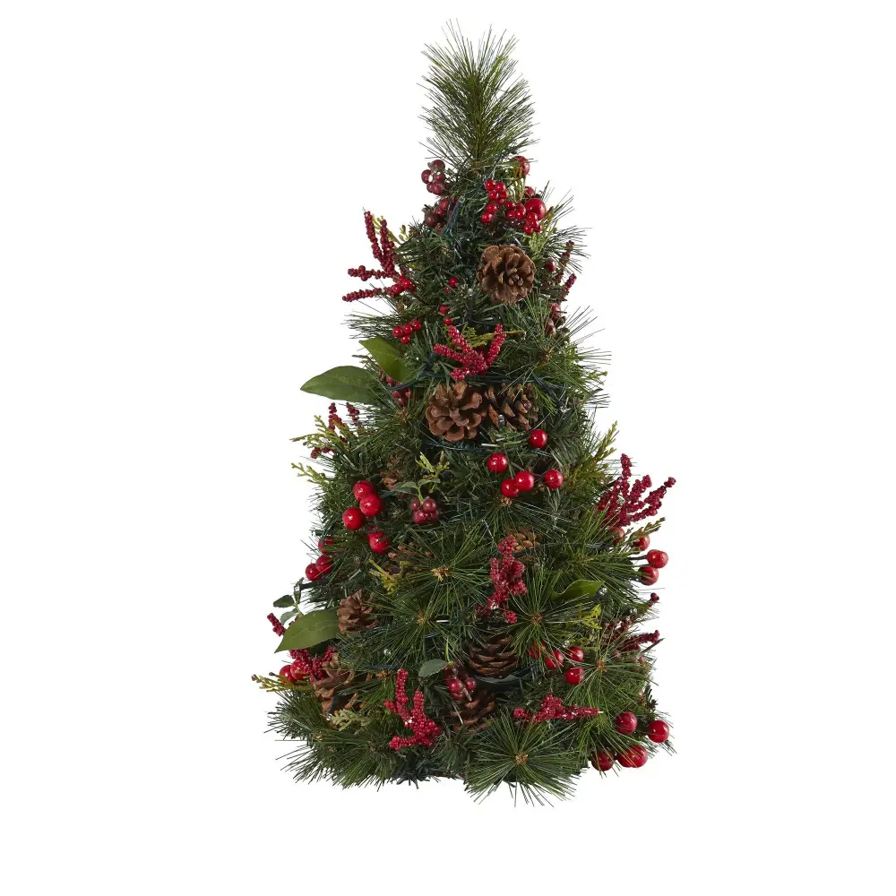 Mixed Berry and Pine Cone Artificial Christmas Tree with Clear LED Lights