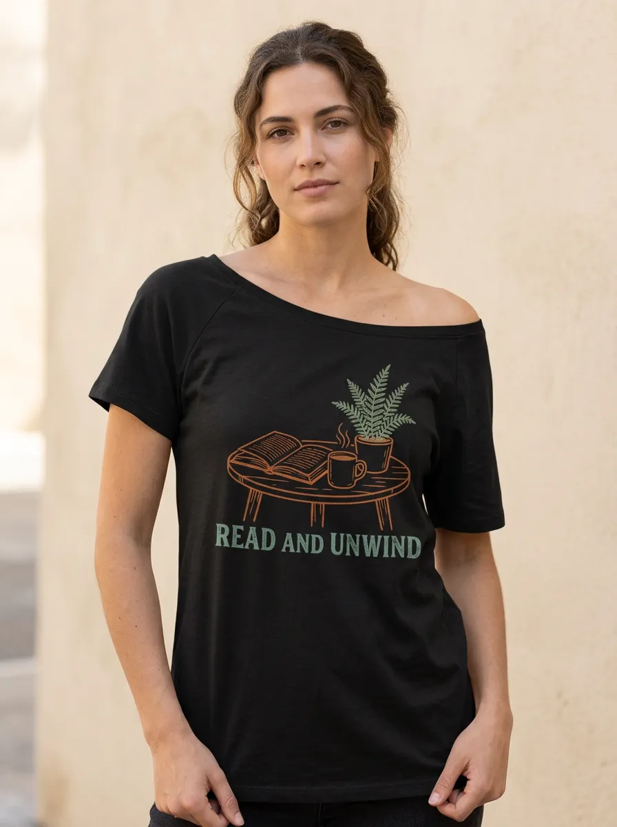 Women's Book Lover Read and Unwind Plant Printed T-shirt