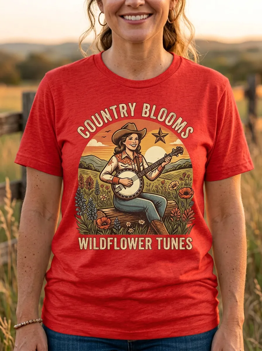 Banjo Country Music Graphic T-Shirt