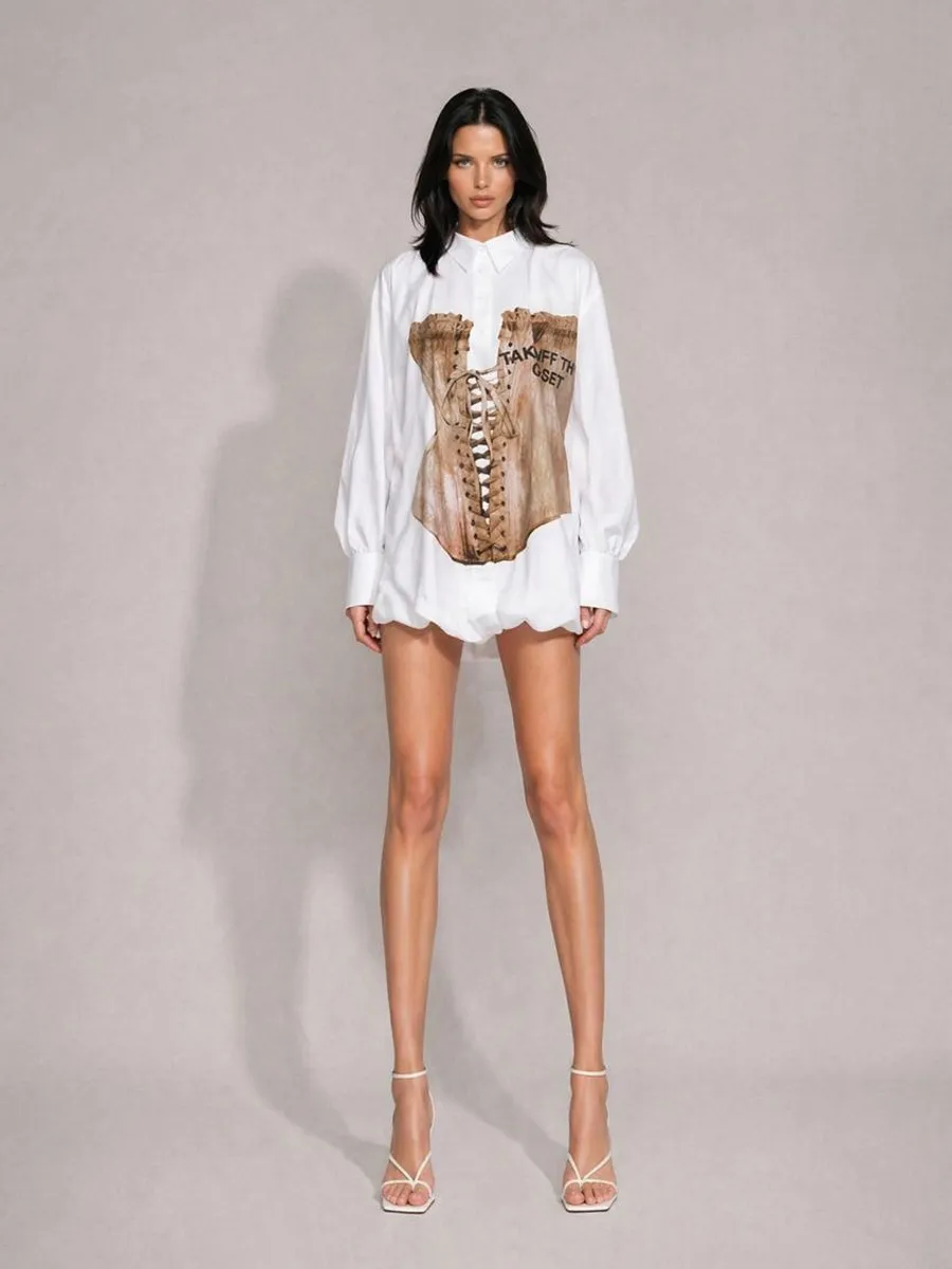 Alaina Niche-Style Printed Long-Sleeve Shirt