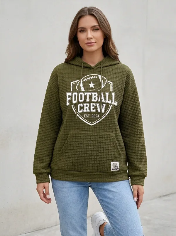 Women's Football Crew Shield Graphic Waffle Hoodie