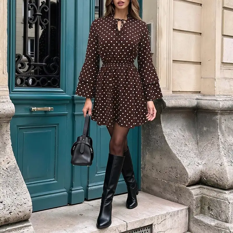 Women's Polka-Dot Ruffled Dress