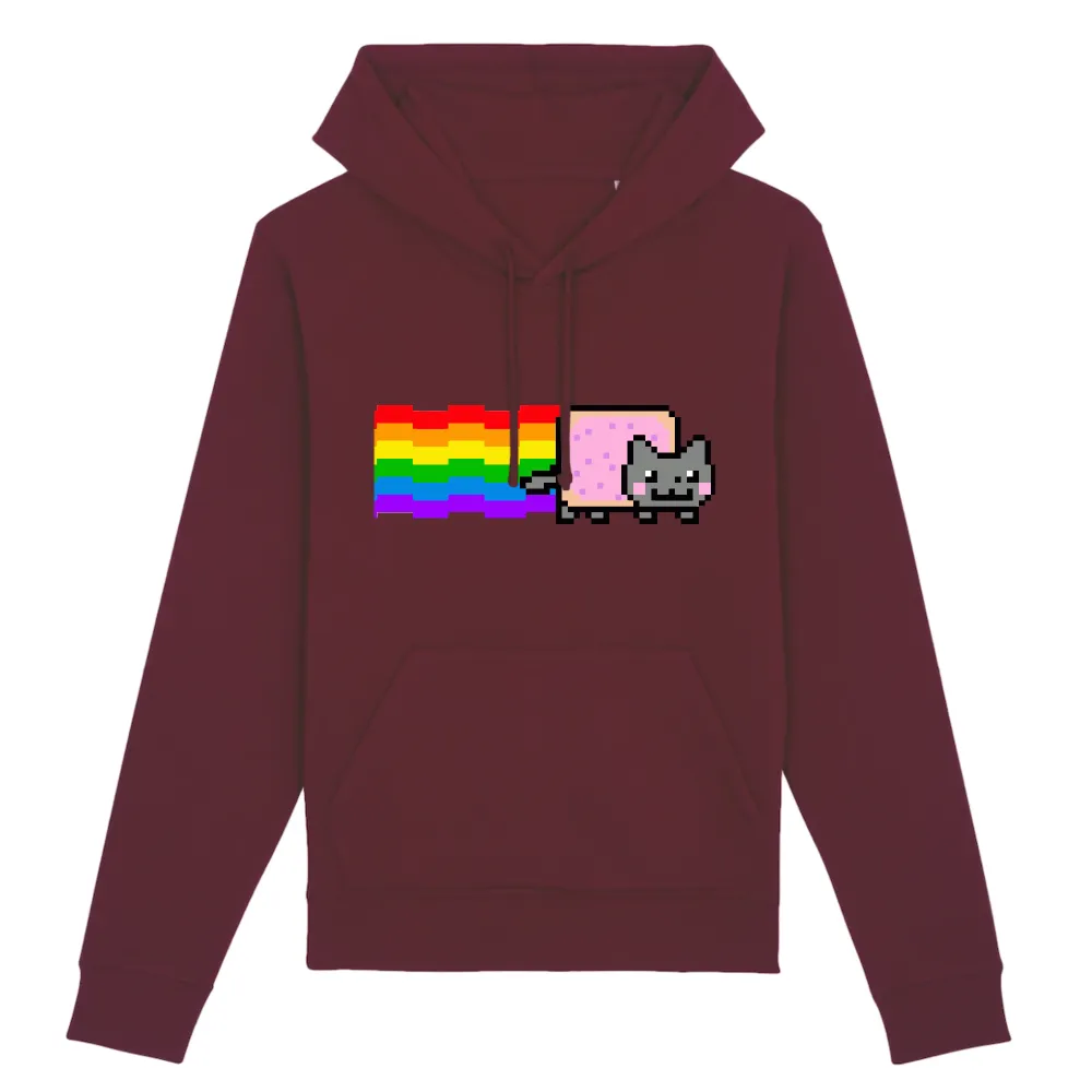 Pixel Cat Graphic Pullover Hoodie