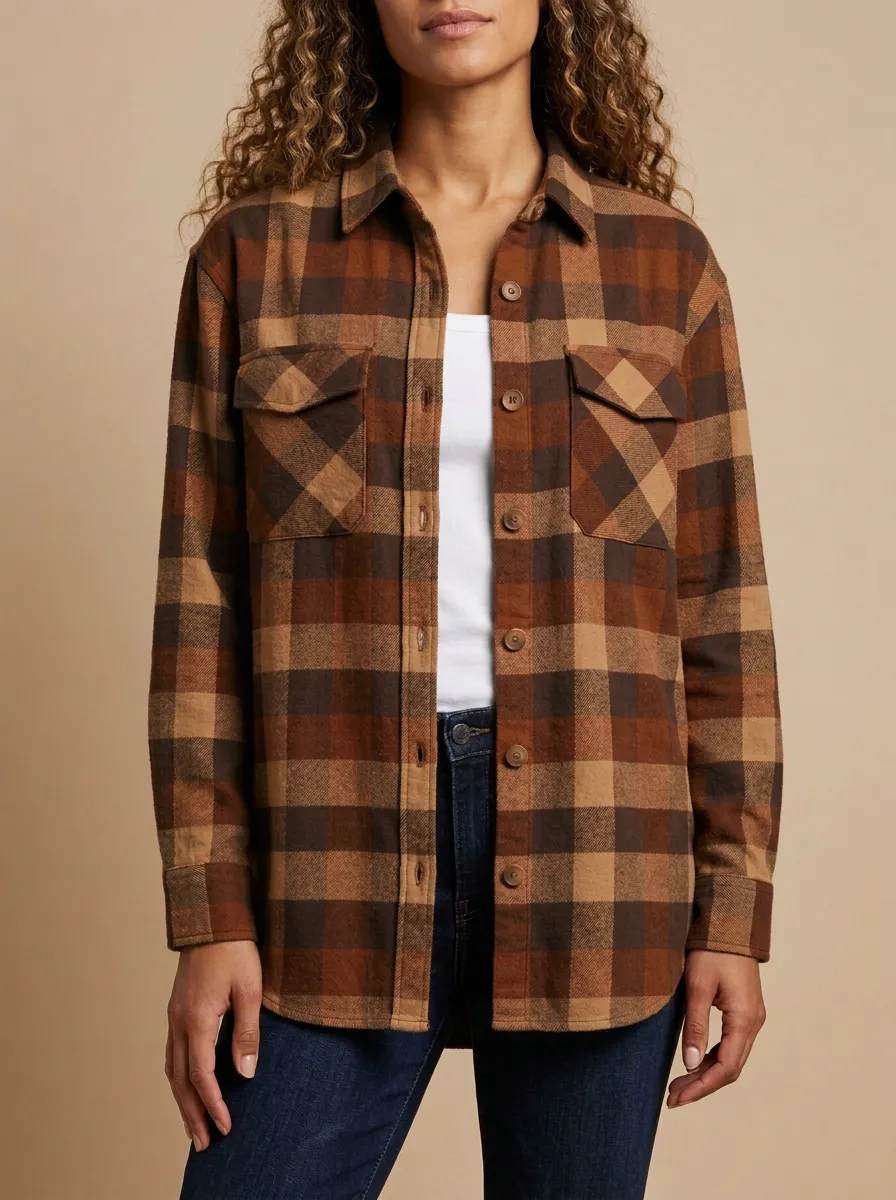 Relaxed Plaid Flannel Plaid Long-Sleeve Shirt