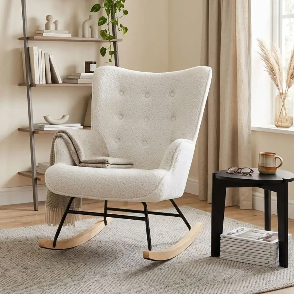 Plush Relaxed Living Boucle Rocking Armchair