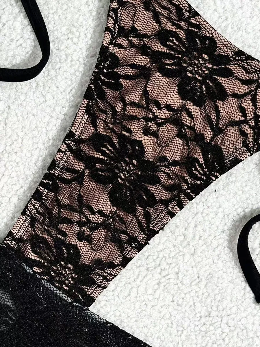 Inara Lace Tie-Up Bikini Three-Piece Set