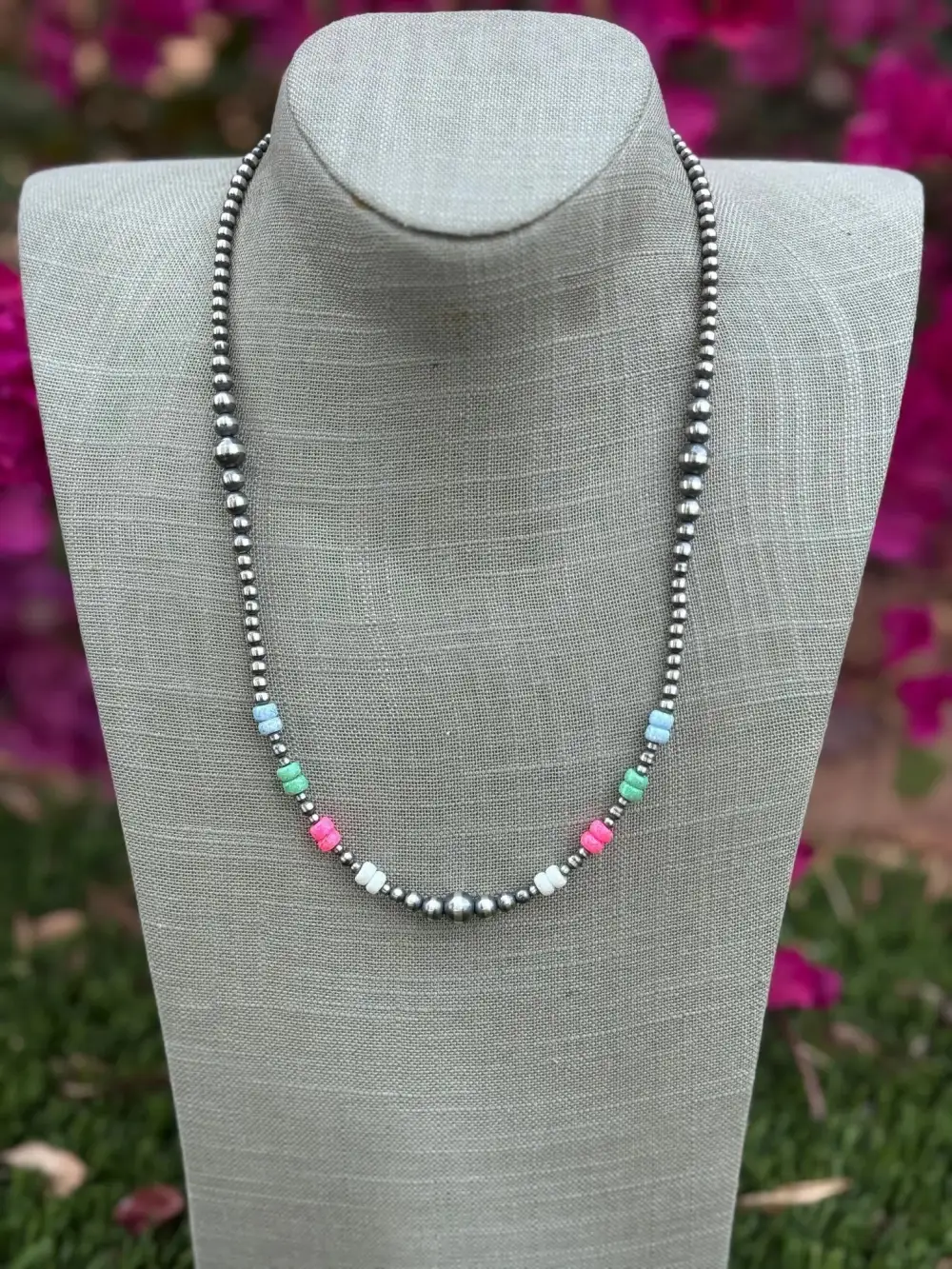 Beaded Pearl Opal Sterling Silver Everyday Necklace
