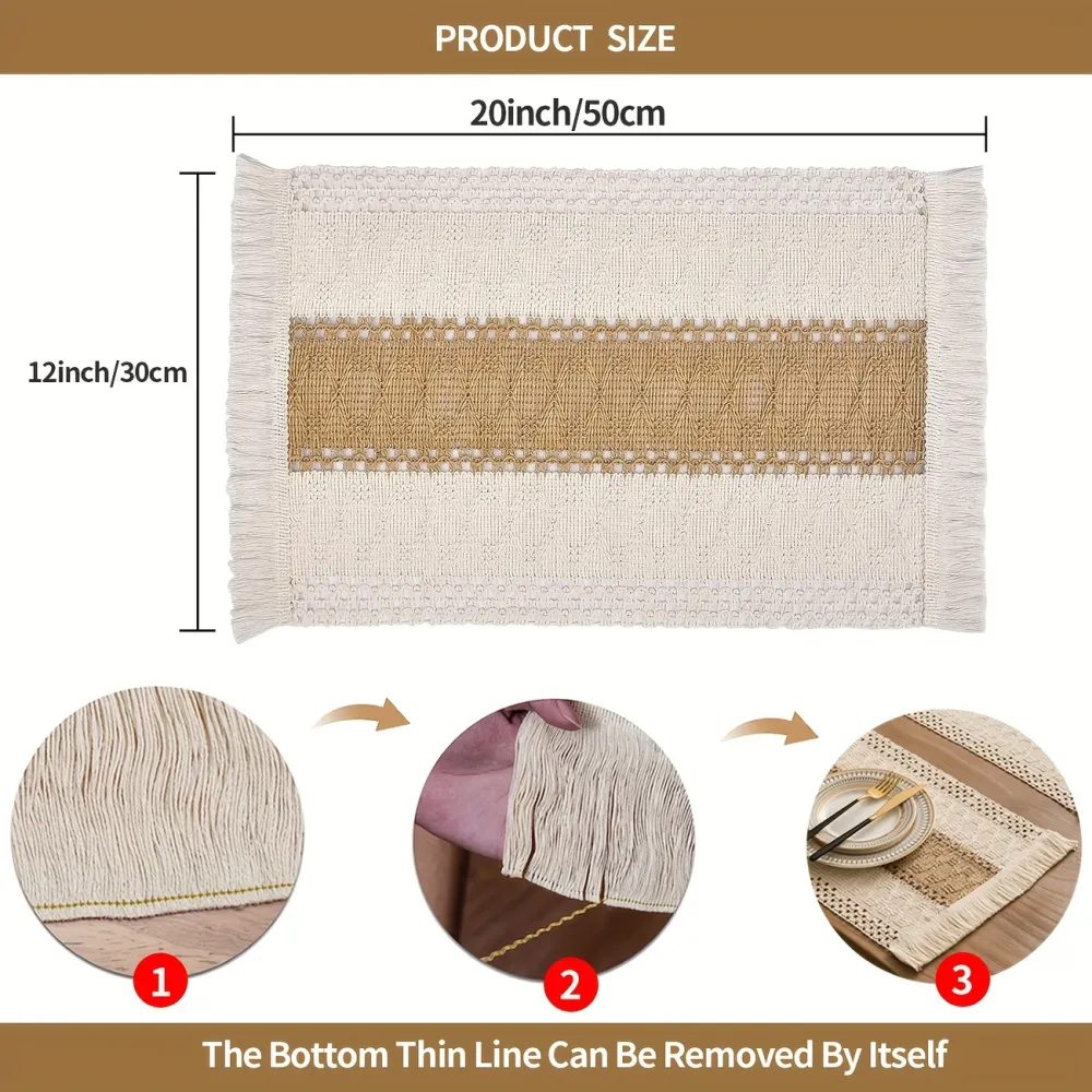 4 Pcs Tassel Edge Woven Placemat