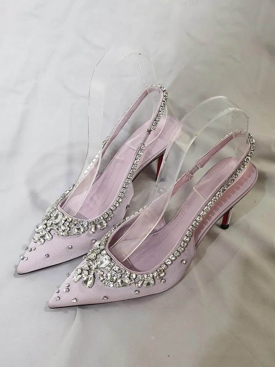 Daisy Crystal Closed-Toe High-Heeled Sandals