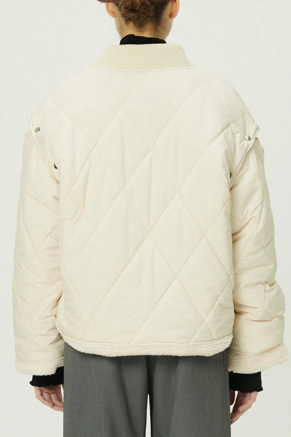 Quilted Sherpa Coat W/Detachable Sleeve