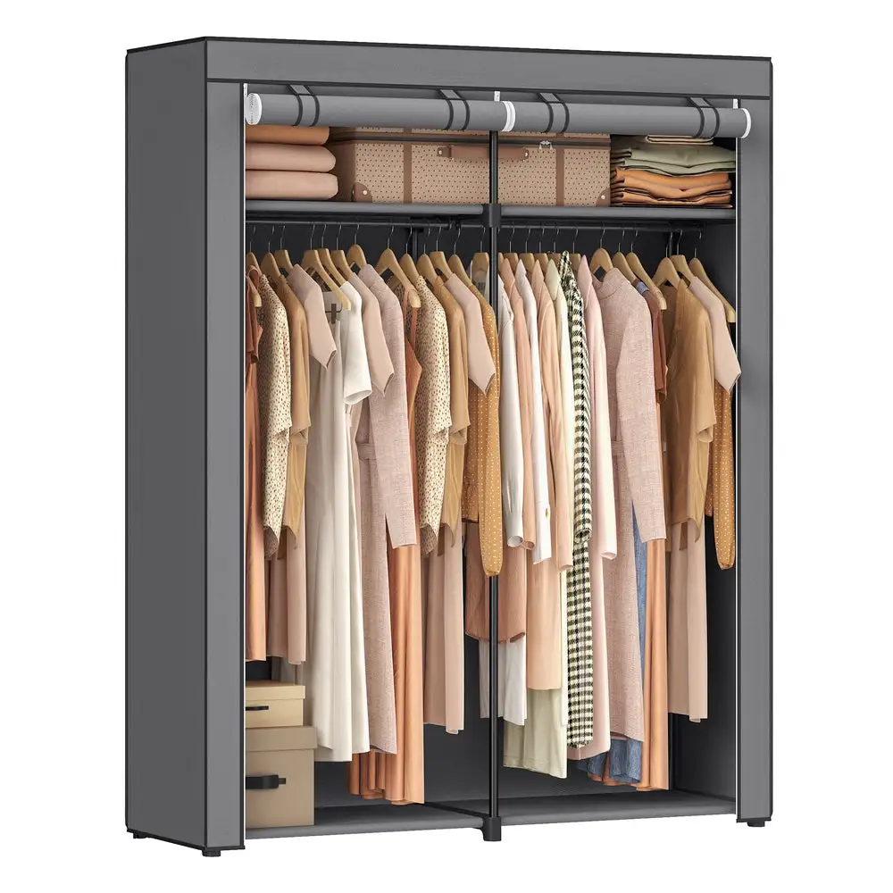 Portable Fabric Wardrobe With Hanging Rods