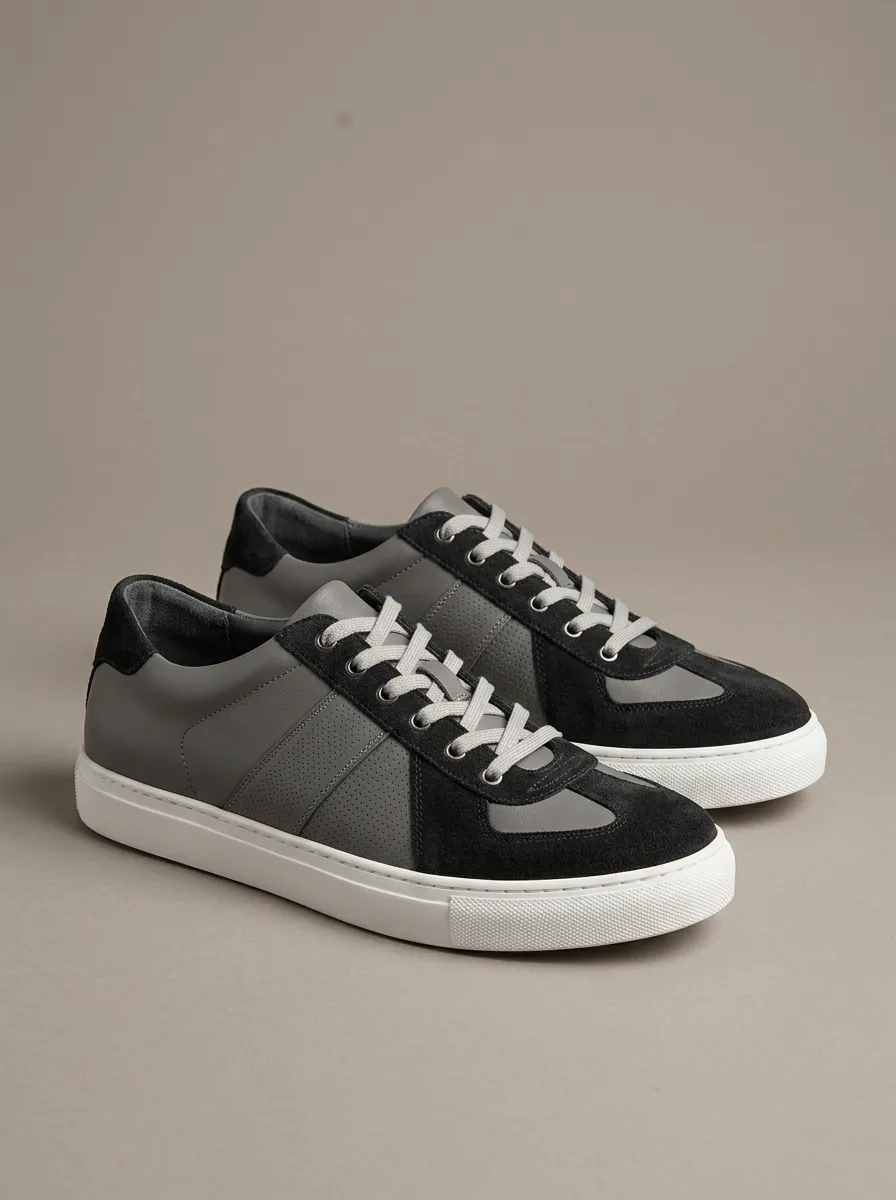 Men's Everyday Suede Leather Colorblock Casual Sneakers