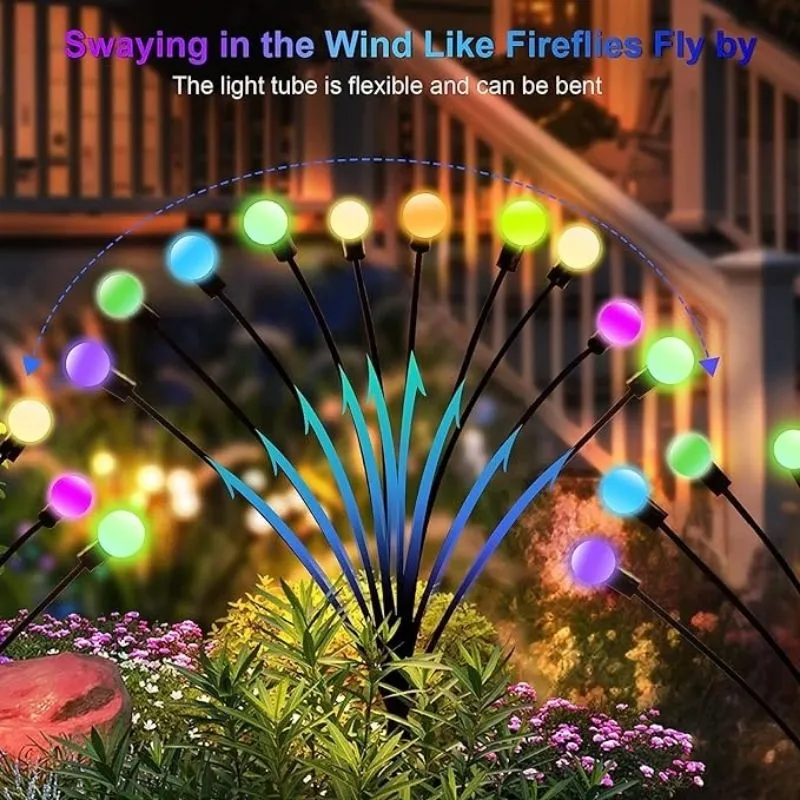 (pack of 2) Solar Garden Lights Outdoor Solar Firefly Lights Solar Garden Decorative Lights Multicolour