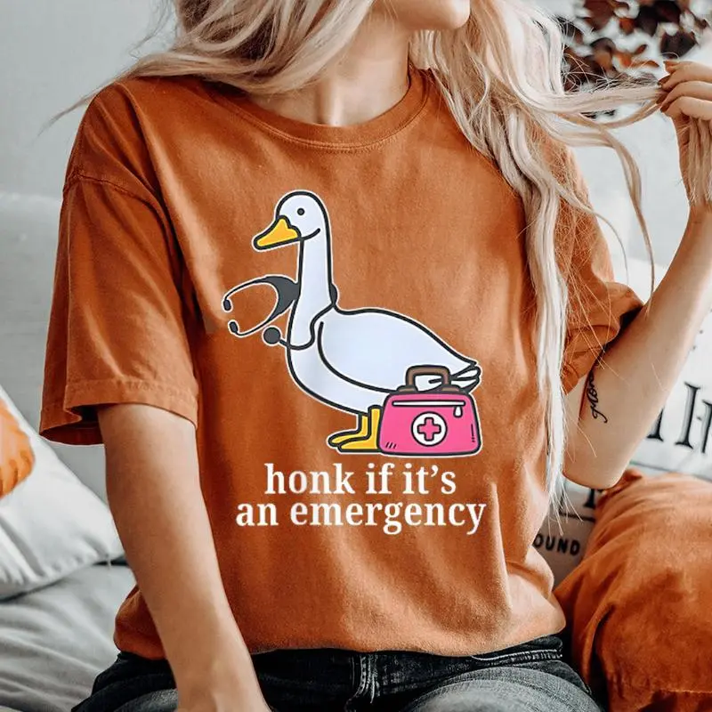 Honk If It's An Emergency Registered Goose Nurse Women Women's Oversized Comfort T-Shirt
