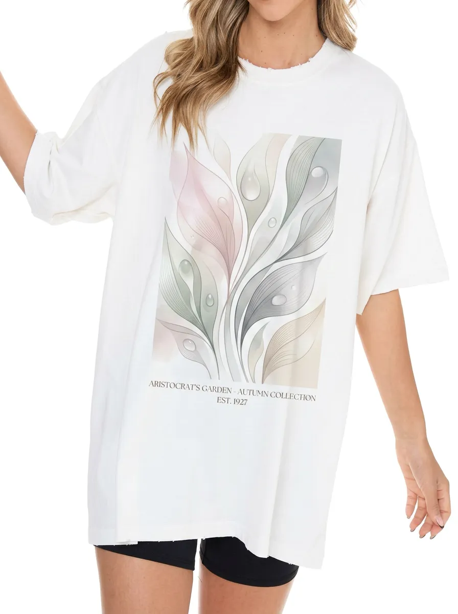 Women's Botanical Garden Autumn Leaf Printed T-shirt