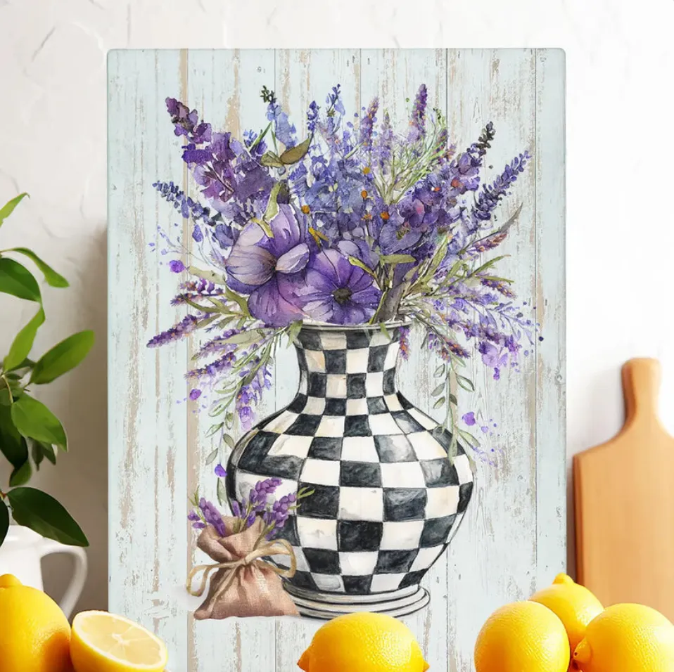 Checkered Lavender Glass Trivet
