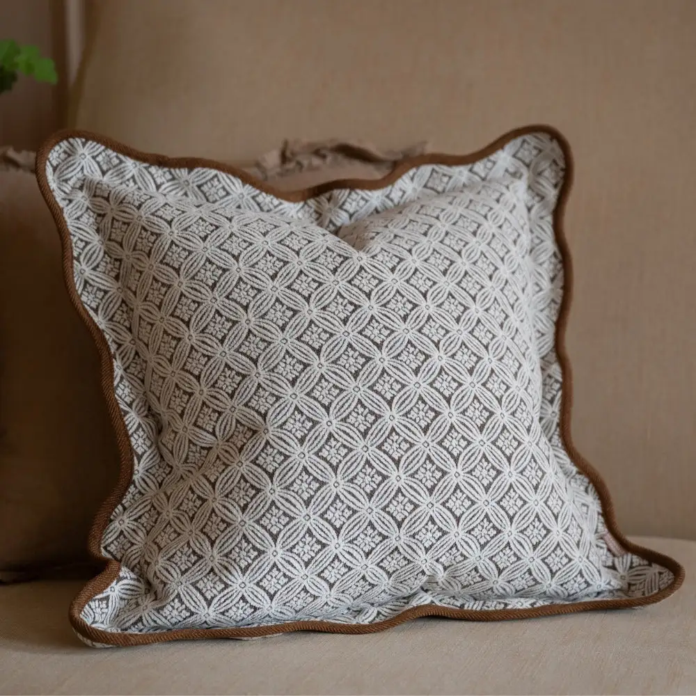 Coordinated Scalloped-Edge Printed Accent Cushion