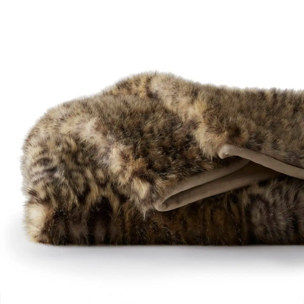 Leopard Faux Fur Throw Blanket