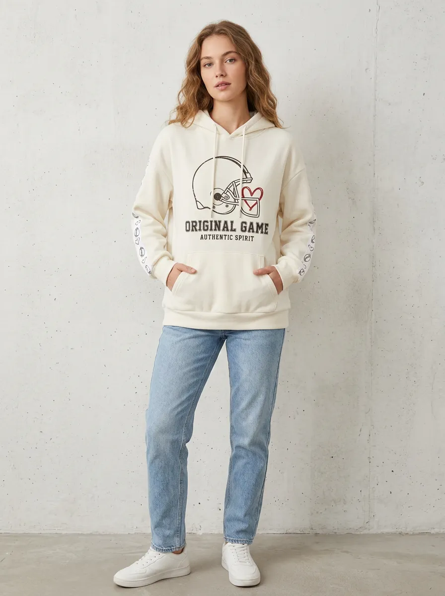 Women's Gridiron Helmet Heart Graphic Graphic Hoodie