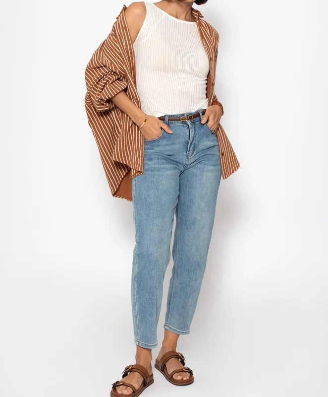 Off White Ribbed Sheer Light Top