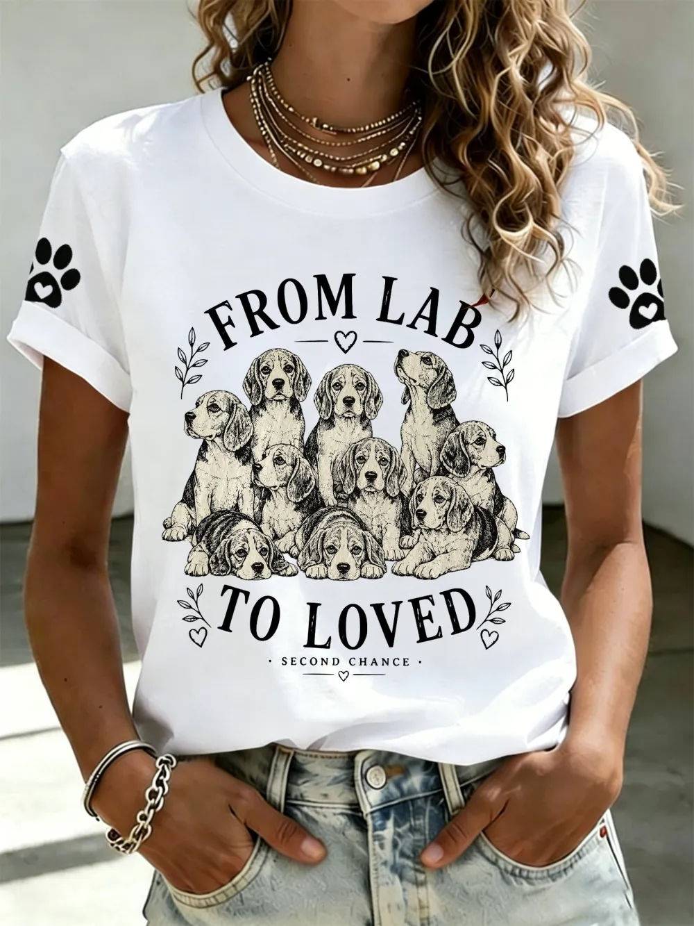 Women's From Lab To Loved Beagles Print T-shirt