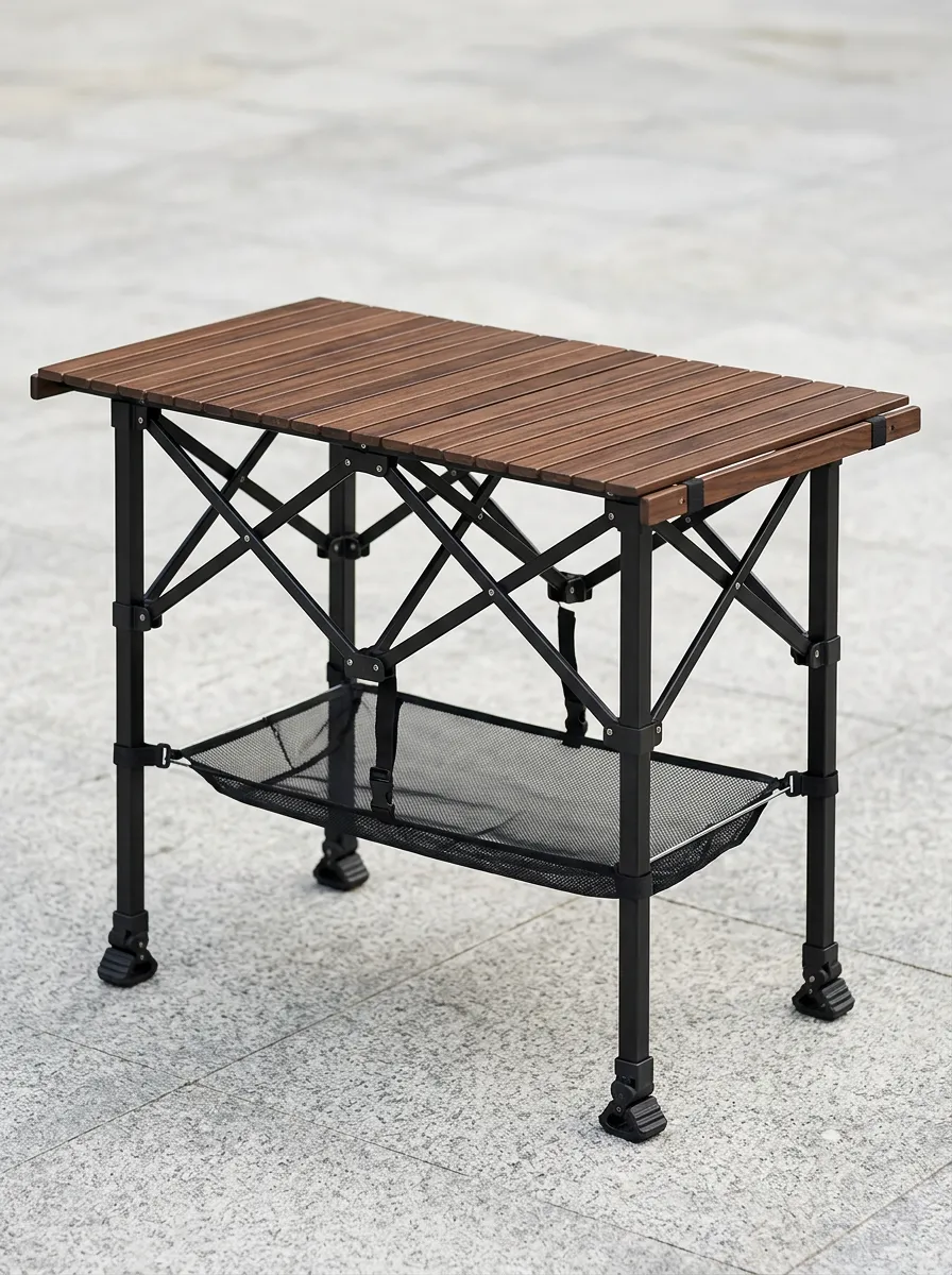 Camping Wooden Roll-up Portable Camping Table