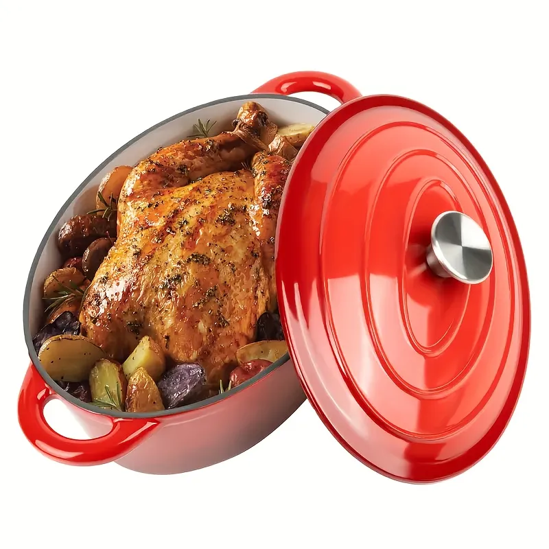 High-Quality Enamel Cast Iron Casserole, Perfect for Evenly Cooked Roasts and Stews
