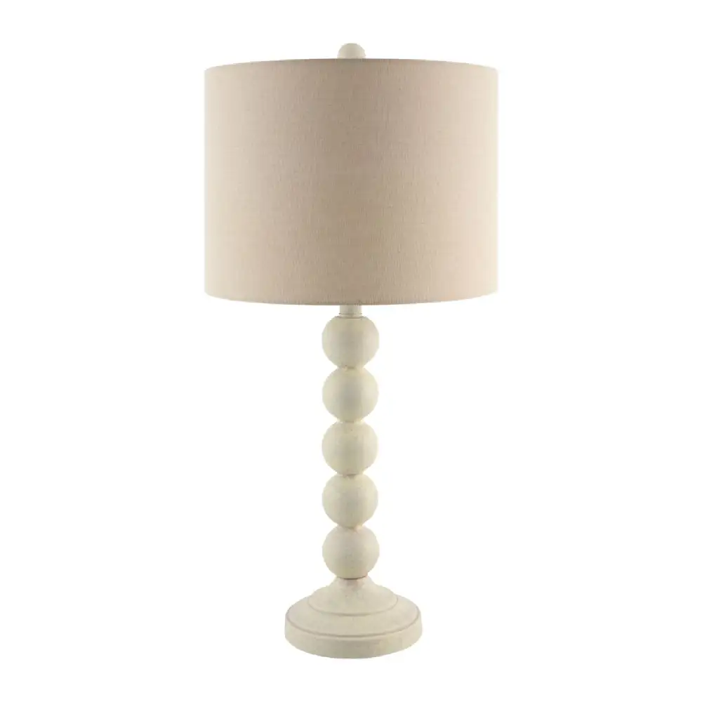 Stacked Painted Metal Linen Table Lamp