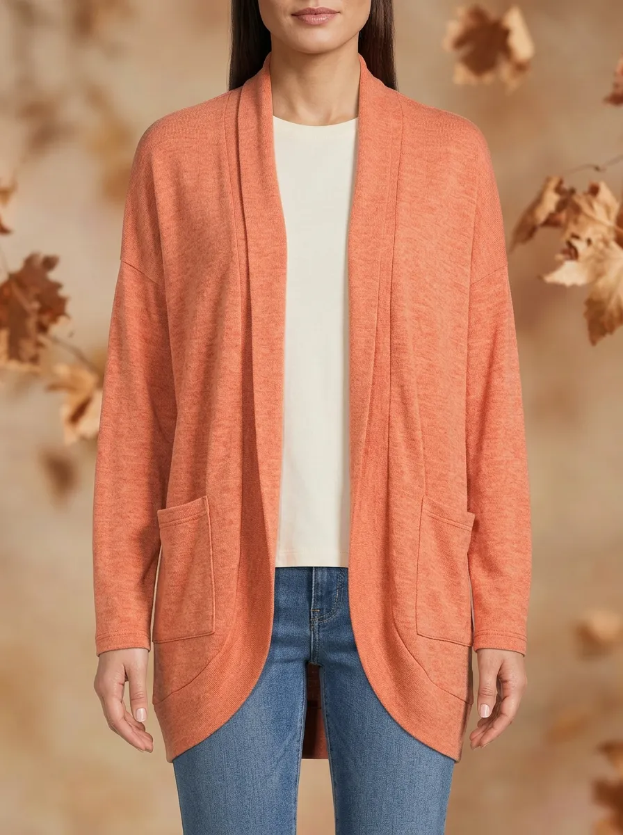 Autumnal Open-Front Knit Cardigan