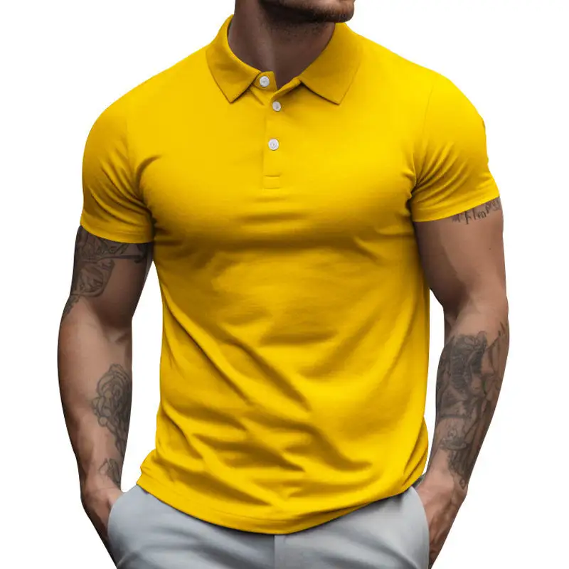 Button Placket Slim Fit Fitted Polo Shirt