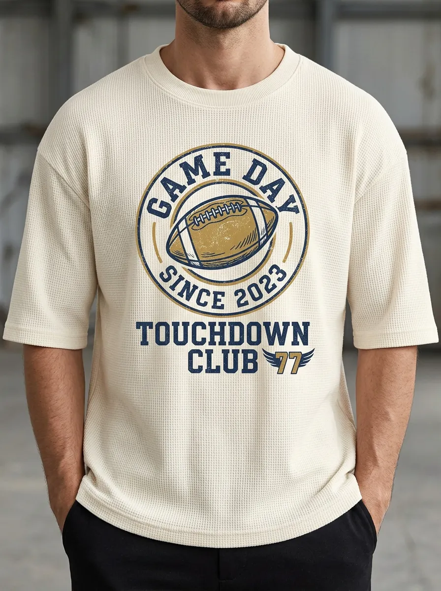 Men's American Football Game Day Touchdown Club Printed T-Shirt