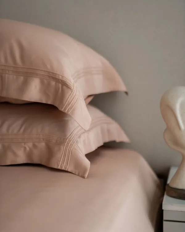 Pink Pleated Super King Size Tc Bamboo Bedsheet Set