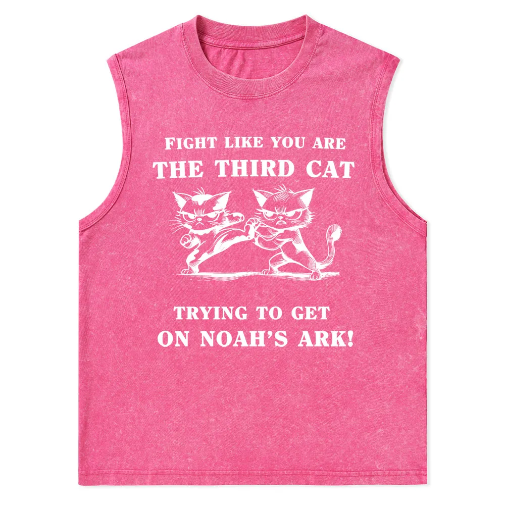Fight Like You Are The Third Cat Trying To Get On Noah's Ark Christian Washed Tank Top