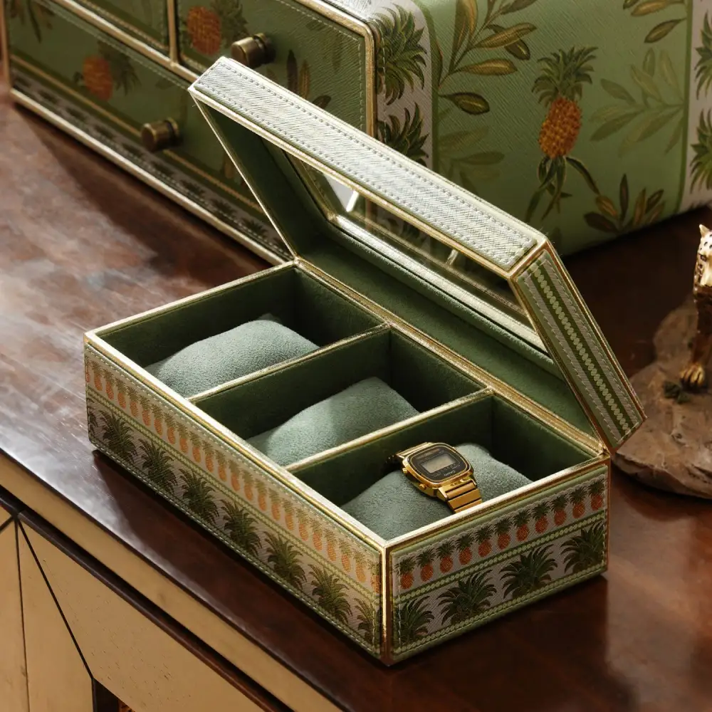 Green Three Slot Watch Organizer