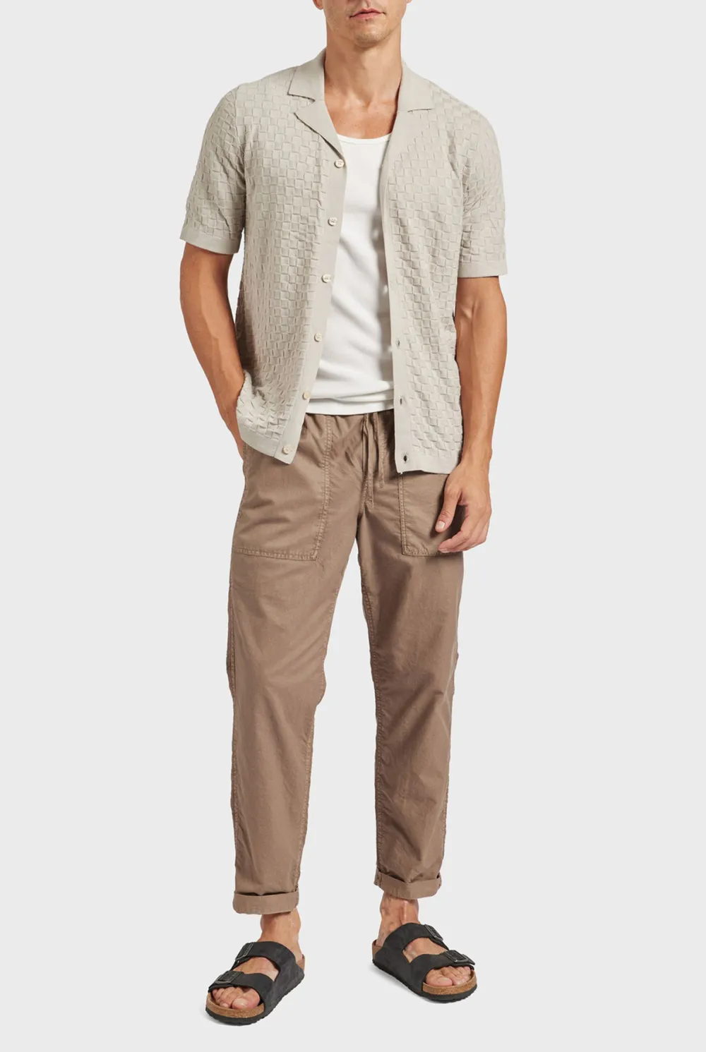 Relaxed Tapered Fit Linen Blend Casual Pants