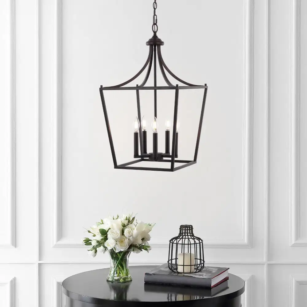 Five-Light Iron Classic Midcentury Pendant Lantern