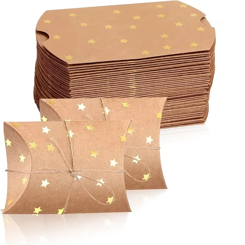 15 Pcs Rustic Kraft Pillow Boxes