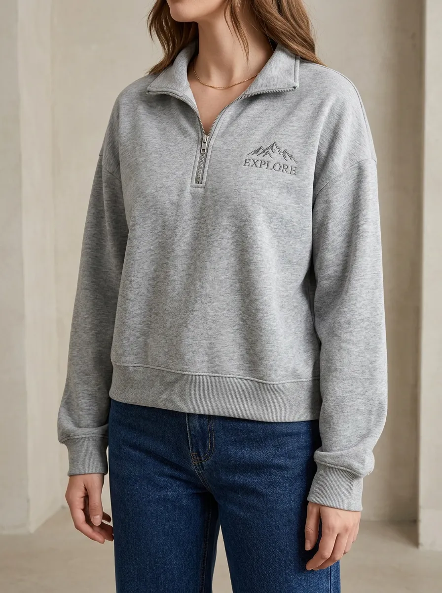 Women's Quarter-Zip Nature Printed Sweatshirt