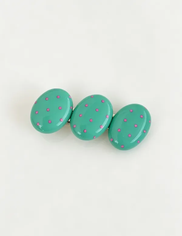 Oval Shape Design Polka Dot Print Hair Hair Claw Clip