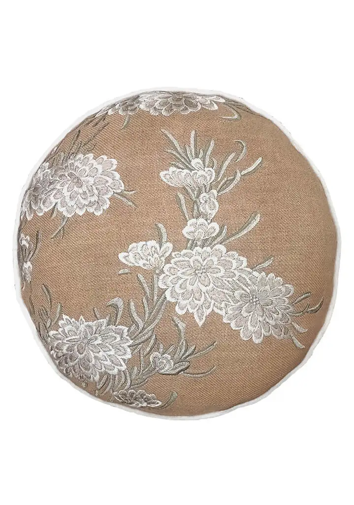 Floral Cotton Round Decorative Cushion Cover