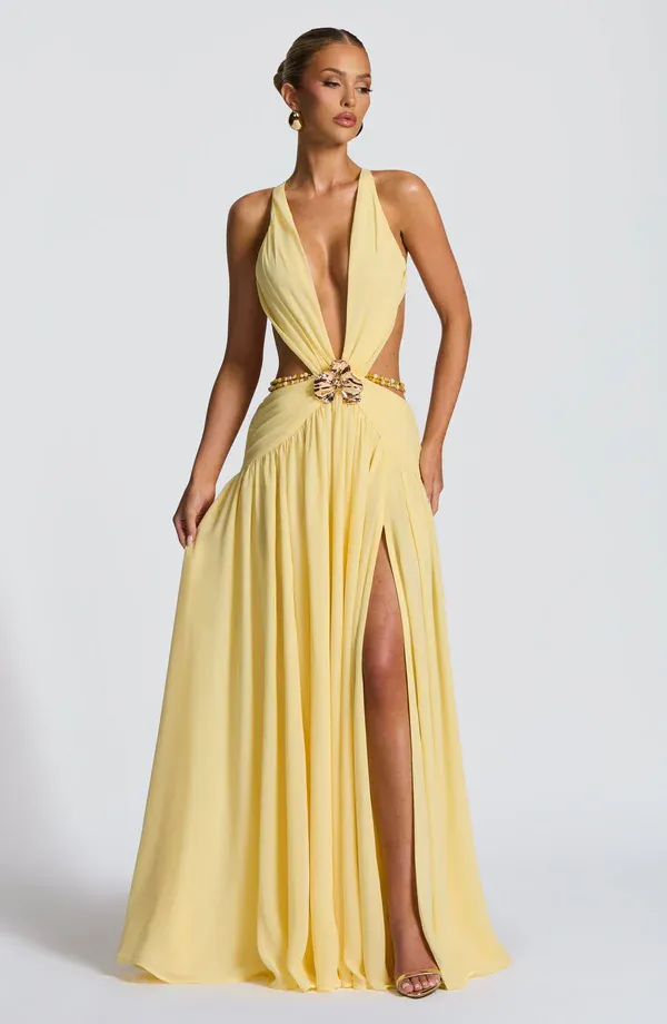 Lydia V-neck Camisole Maxi Dress In Yellow