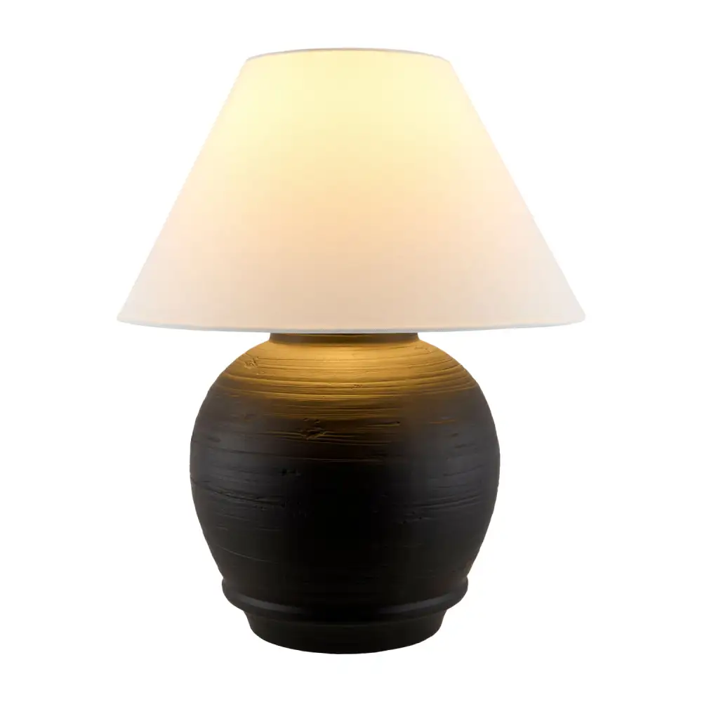 Linen Shade Modern Ceramic Table Lamp