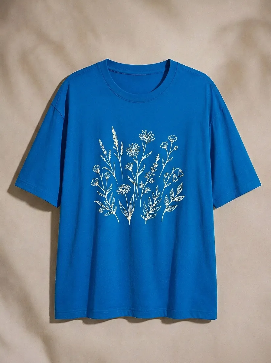 Unisex Botanical Nature Lover Wildflower Printed T-shirt